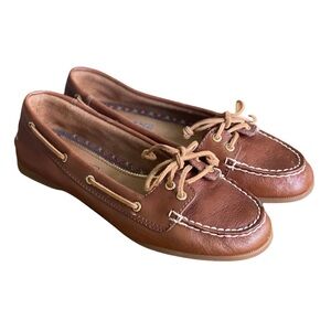 Sperry Brown Moccasins with Leather Laces and Rubber Sole